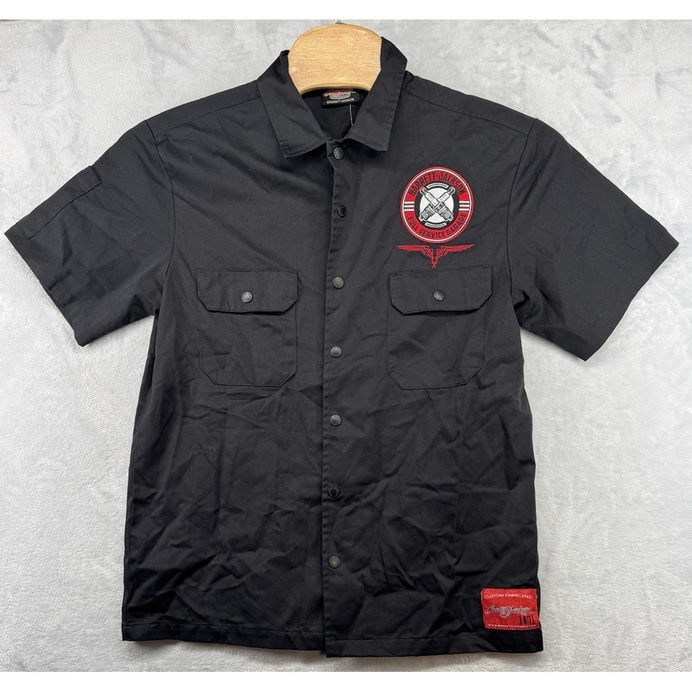 Barrett Jackson Auto Auction Shirt Black Button Up Camp Collar Men's Size S NWT